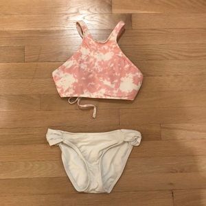 Pink and white tye dye bikini